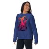 Magical Cat of Fortune sweatshirt with sunset cat drawing, ribbed crewneck and soft fleece interior