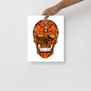 Black and orange Day of the Dead skull artwork print on matte museum-quality paper