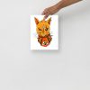 Black and orange Divine Cat art print on matte museum-quality paper