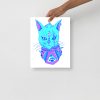 Blue cat art print titled Divine Cat on matte museum-quality paper for minimal decor