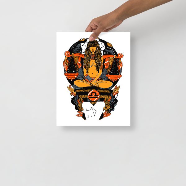 Woman Libra Art Print | Orange and Black Zodiac Sign Art Prints, Libra Gift Ideas - Image 2