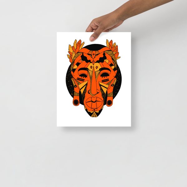 Orange and Black African Mask Art Print | Nask No. 1 - Traditional Tribal Art Wall Decor - Image 2