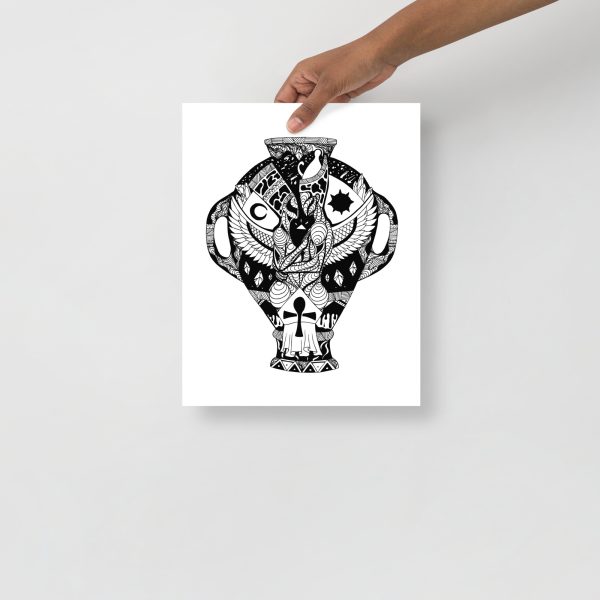 “Divine Lovers Emphora" Sun and Moon Lovers Art | Line Art Print - Image 2