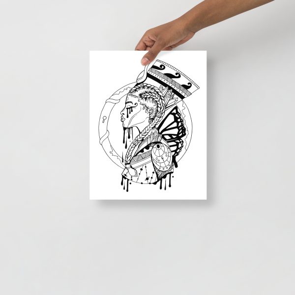 “Goddess of Egypt" Black Queen Art | Art Braids Drawing Print - Image 2