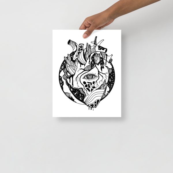 Black and White Heart “Cosmic Heart” Anatomical Heart Art Print - Image 2