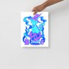 Blue Cat Drawing “Magical Cat of Fortune” Cat Art Print (Electric Blue Edition) - Image 2