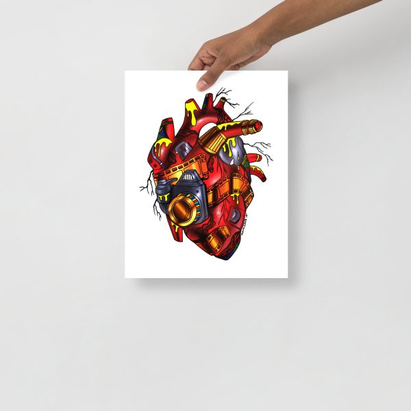 Heart Drawing “Red Photographer's Heart” Anatomical Heart Art Print - Image 2