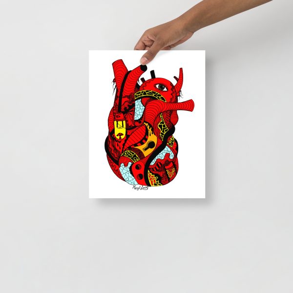 Heart Drawing “Red Light Heart” Anatomical Heart Art Print - Image 2