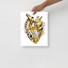 Heart Drawing “Musical Heart No. 2” Anatomical Heart Art (Guardian Gold) - Image 2