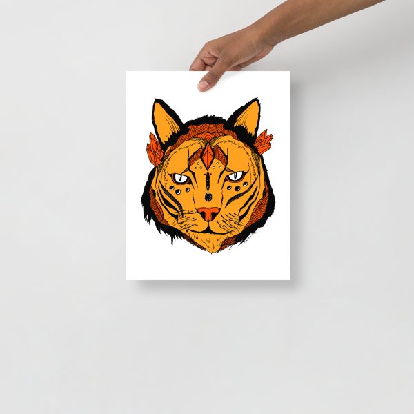 Orange Wall Art Print "Mystical Wildcat" Orange Art - Image 2
