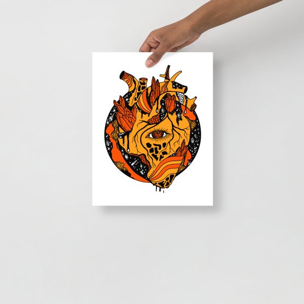 Orange Wall Art Print "Cosmic Heart" Orange Art - Image 2
