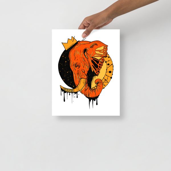 Orange Wall Art Print "Royal Elephant" Orange Art - Image 2