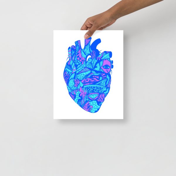 Blue Art Print "Blue Transparent Heart" Blue Drawing Art - Image 2