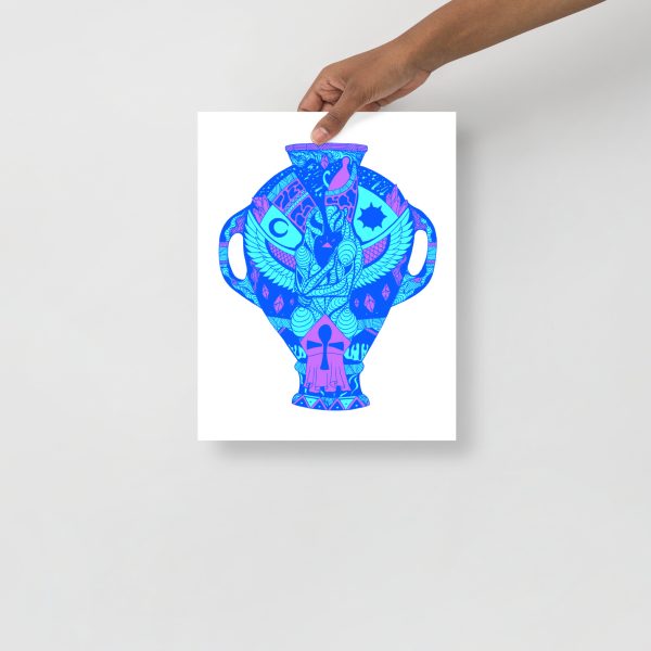 Blue Art Print "Blue Divine Lovers Amphora" Blue Drawing Art - Image 2