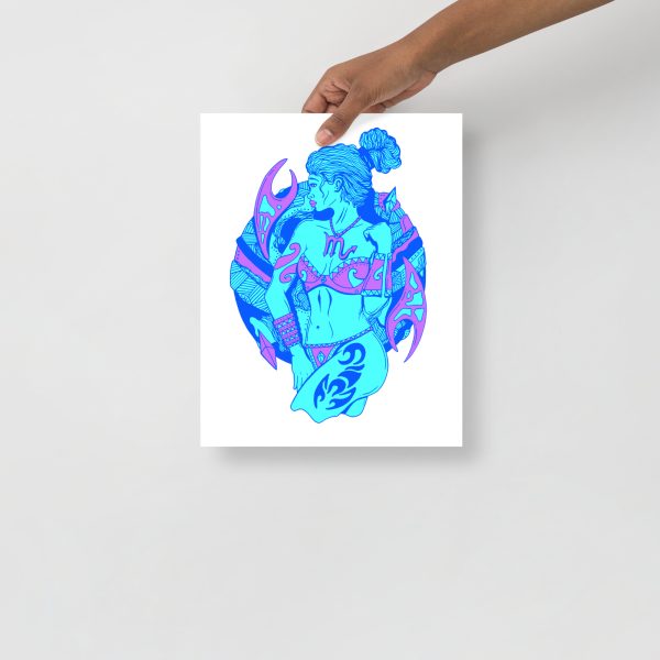 Blue Art Print "Blue Scorpio Beauty" Blue Drawing Art - Image 2