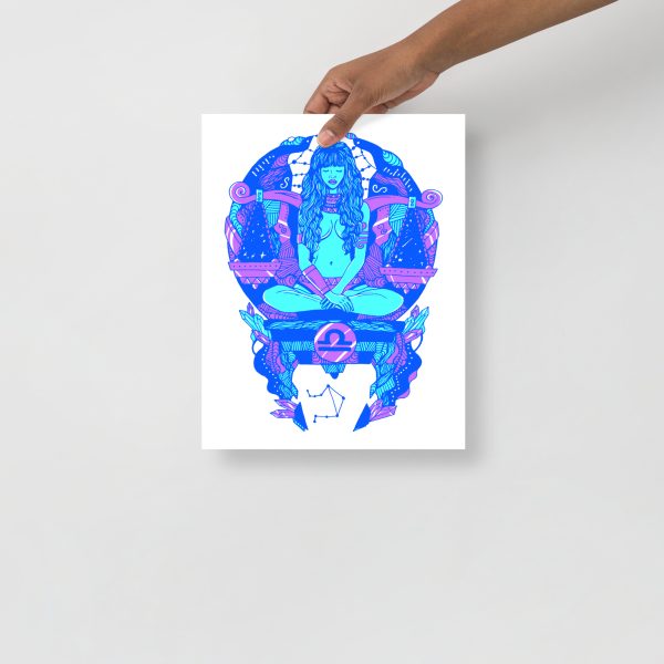 Blue Art Print "Blue Libra Beauty" Blue Drawing Art - Image 2