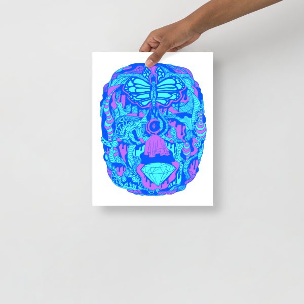 Blue Art Print "Blue Metamophosis Wave of Thoughts" Blue Drawing Art - Image 2