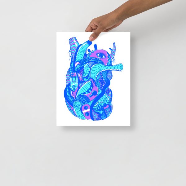 Blue Art Print "Blue Light Heart" Blue Drawing Art - Image 2