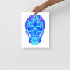 Blue Art Print "Blue Time Skull" Blue Drawing Art - Image 2