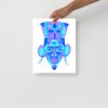 Blue Art Print "Blue African Mask 6 of 100" Blue Drawing Art - Image 2