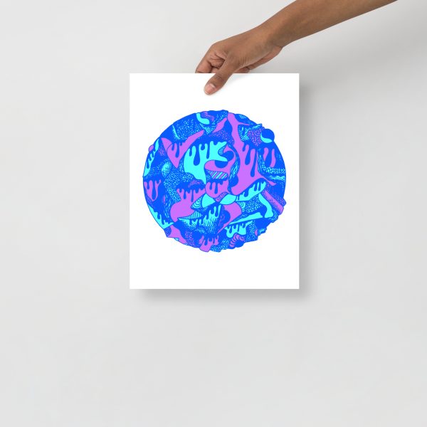 Blue Art Print "Circle of Drip" Blue Drawing Art - Image 2