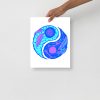 Blue Art Print "Feathers Yin Yang" Blue Drawing Art - Image 2