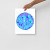 Blue Art Print "Many Faces" Blue Drawing Art - Image 2