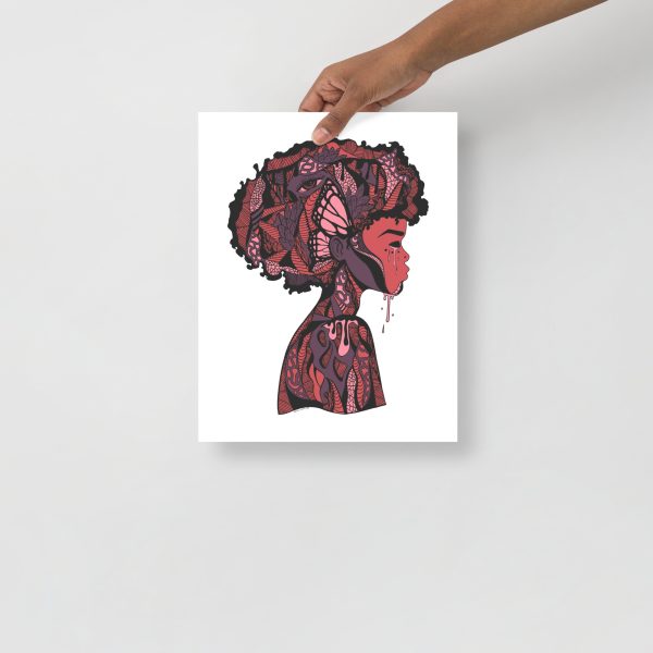 Mauve Rose Afrocentric Art Print "Beautiful Mind" Afrocentric Wall Art - Image 2