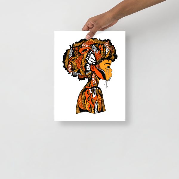 Orange Afrocentric Art Print "Beautiful Mind" Afrocentric Wall Art - Image 2