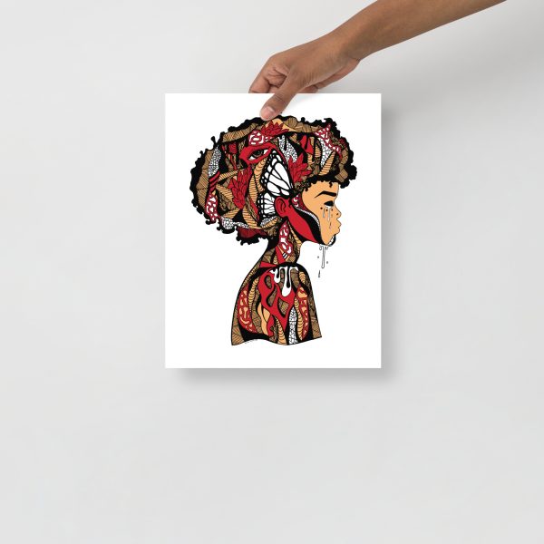 Royal Red Afrocentric Art Print "Beautiful Mind" Afrocentric Wall Art - Image 2