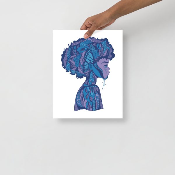 Mountain Blue Afrocentric Art Print "Beautiful Mind" Afrocentric Wall Art - Image 2