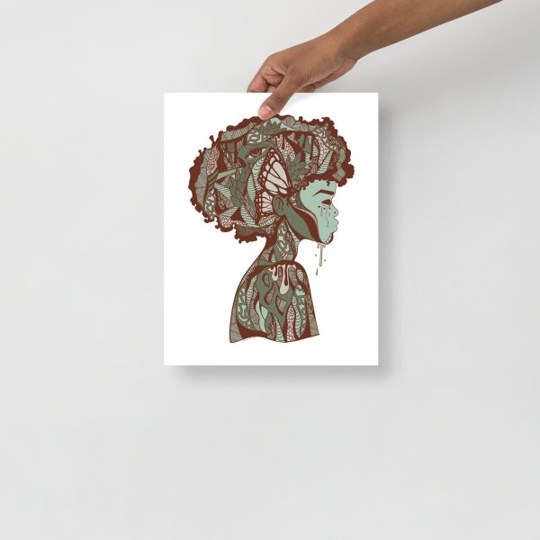 Sage Green Afrocentric Art Print "Beautiful Mind" Afrocentric Wall Art - Image 2
