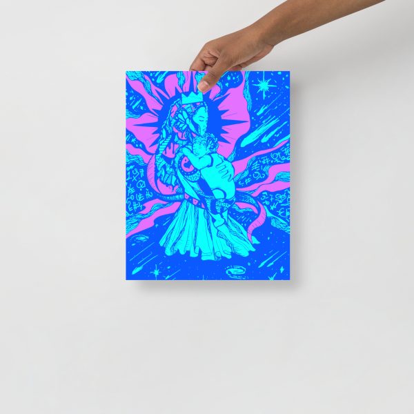 Blue Mom Art Drawing “Mother of Moon” Art for Mom - Image 2