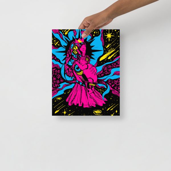 CMYK Pink Mom Art Drawing “Mother of Moon” Art for Mom - Image 2