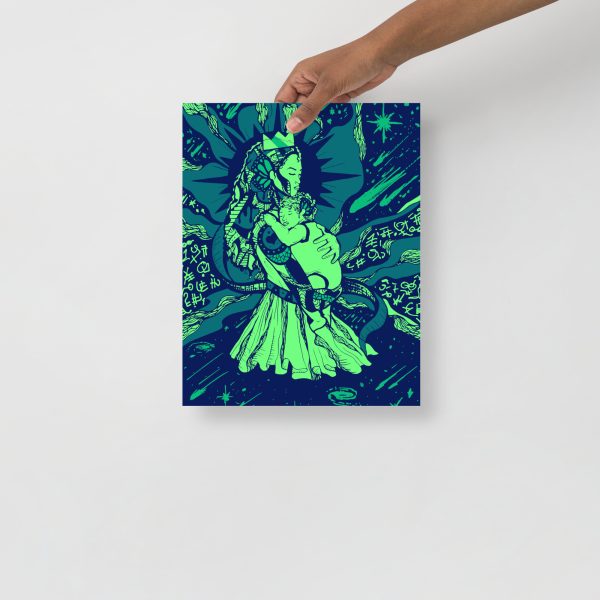 Green Mom Art Drawing “Mother of Moon” Art for Mom - Image 2