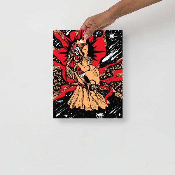 Royal Red Mom Art Drawing “Mother of Moon” Art for Mom - Image 2