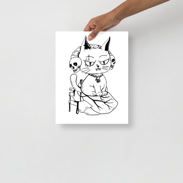 Cat Drawing “Wicked Cat on a Heart” Cat Art Print - Image 2