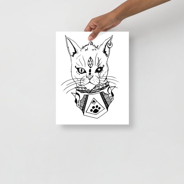 Cat Drawing “Divine Cat” Cat Art Print - Image 2