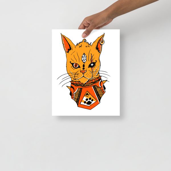Black and Orange Cat Drawing “Divine Cat” Cat Art Print - Image 2