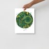 Green Gold Skull Artwork "Skull and Dreamcatcher Circle" Skull Drawing - Image 2