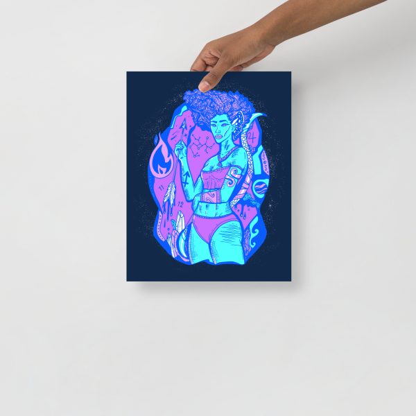 Blue Sagittarius Art “Sagittarius Goddess 1” Sagittarius Drawing - Image 2