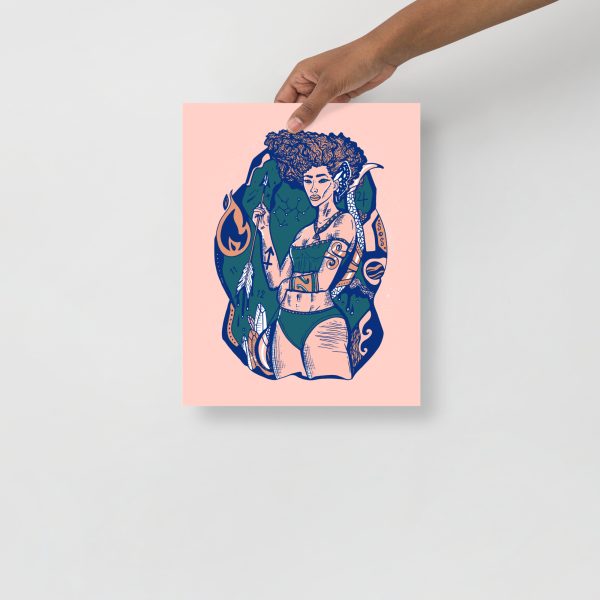 Pink Sagittarius Art “Sagittarius Goddess 1” Sagittarius Drawing - Image 2