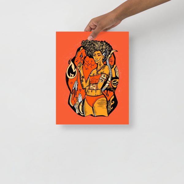 Black and Orange Sagittarius Art “Sagittarius Goddess 1” Sagittarius Drawing - Image 2