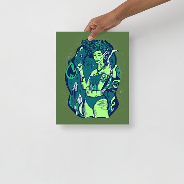 Green Sagittarius Art “Sagittarius Goddess 1” Sagittarius Drawing - Image 2