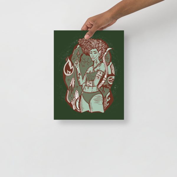 Sage Green Sagittarius Art “Sagittarius Goddess 1” Sagittarius Drawing - Image 2