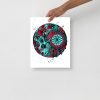 Turquoise Red Skull Artwork "Skull and Dreamcatcher Circle" Skull Drawing - Image 2