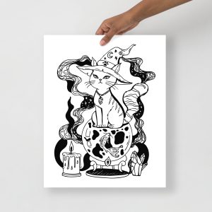 Cat Drawing “Magical Cat of Fortune” Cat Art Print