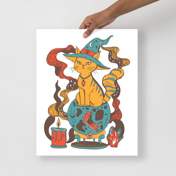 Cafe Cat Drawing “Magical Cat of Fortune” Cat Art Print