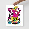 CMYK Pink Cat Drawing “Magical Cat of Fortune” Cat Art Print