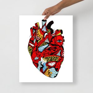 Heart Drawing “Transparent Heart” Anatomical Heart Art Print